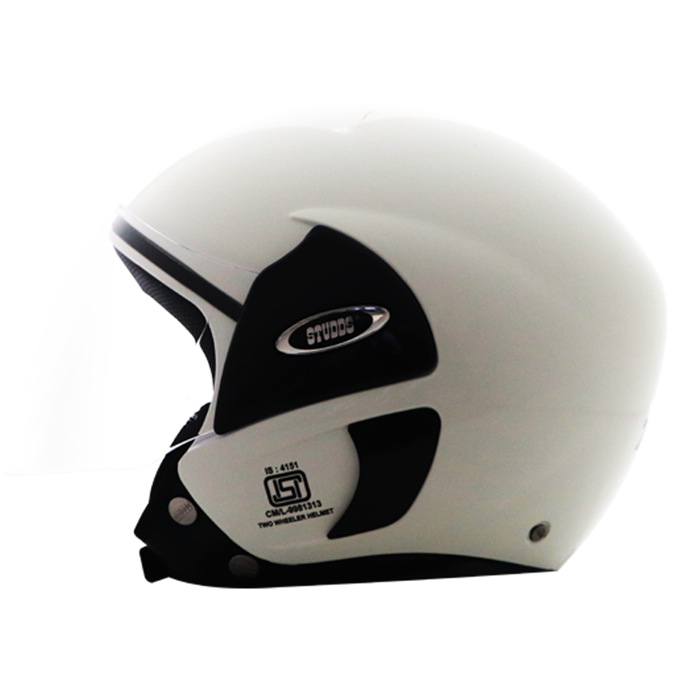 Half-Face Glossy White Helmet  Sleek and Protective